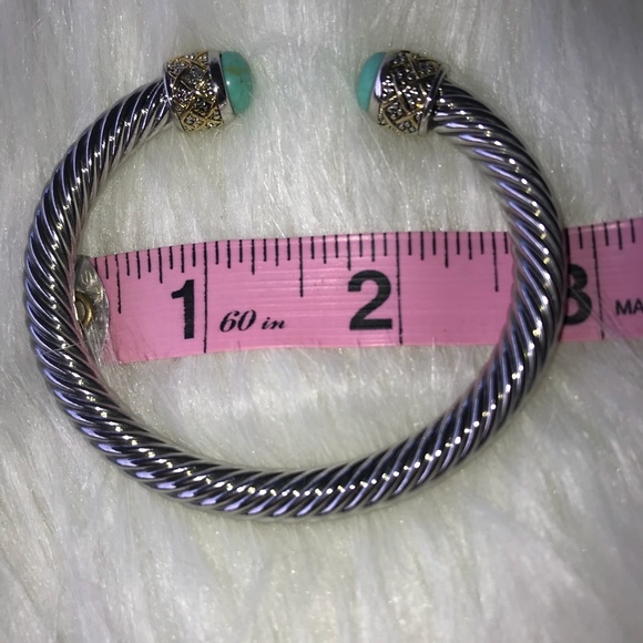 Twisted Cable Cuff Bracelet faux Turquoise - Picture 3 of 3